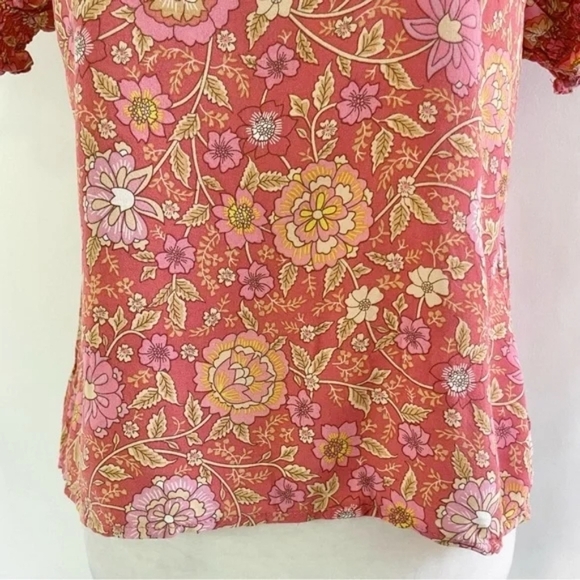 Rachel Zoe Floral Print Puff Sleeve Smocked Shoulder V-Neck Top - Medium - EUC - Picture 6 of 13